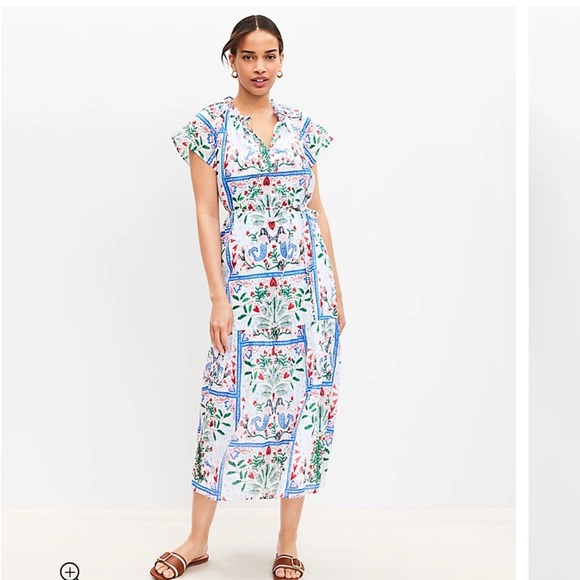 LOFT Multicolor Printed Midi Dress - Picture 1 of 5